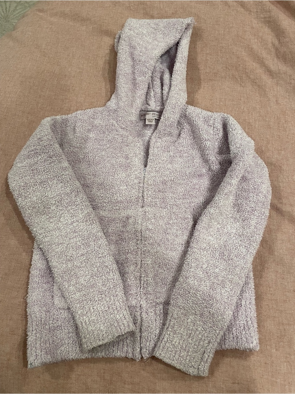 Barefoot DCozy Hooded Plush Zip Sweater - Light Lavender